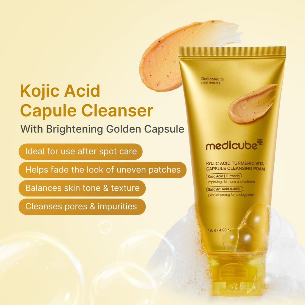 Kojic Acid Turmeric Vita Capsule Foam Cleanser - K-beauty meets your routine.