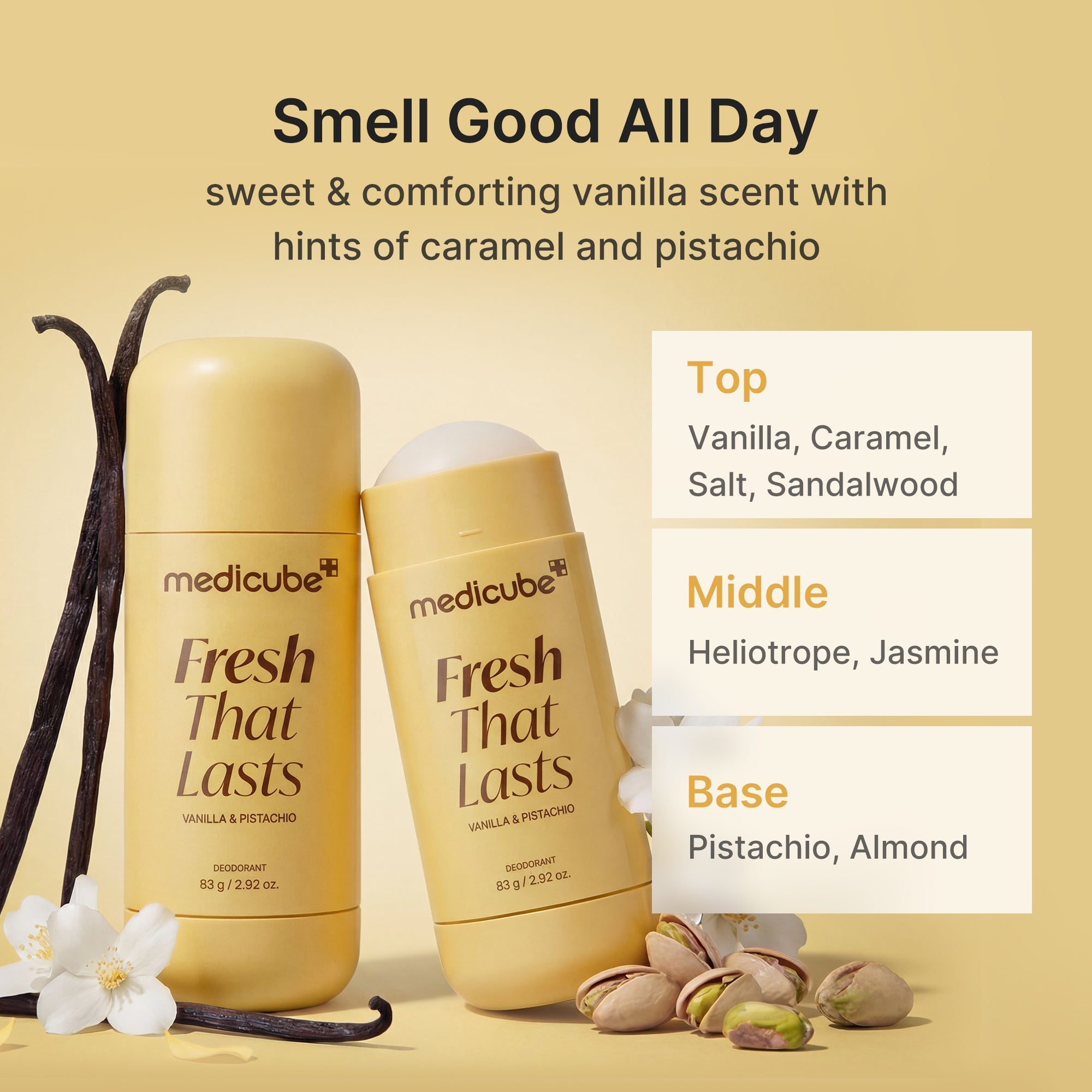 Kojic Acid Brightening Deodorant (Vanilla & Pistachio) - Care for your quiet Sunday.