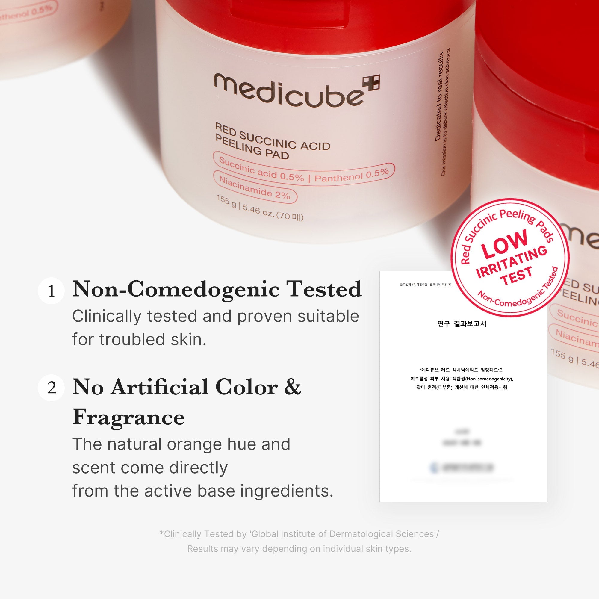 Red Succinic Acid Panthenol Pads - Care belongs on your calendar.